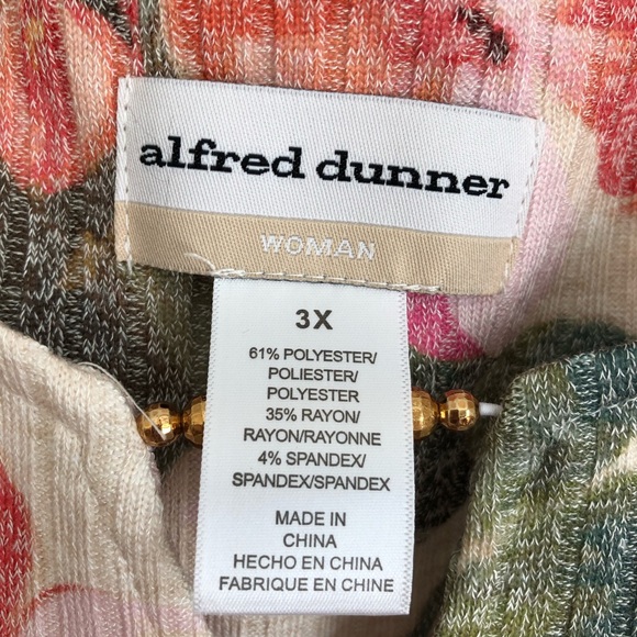 ALFRED DUNNER WOMENS TOP SIZE 3X PULLOVER CREW NECK FLORAL TUNIC 3/4 SLEEVEPS291 - Picture 6 of 7